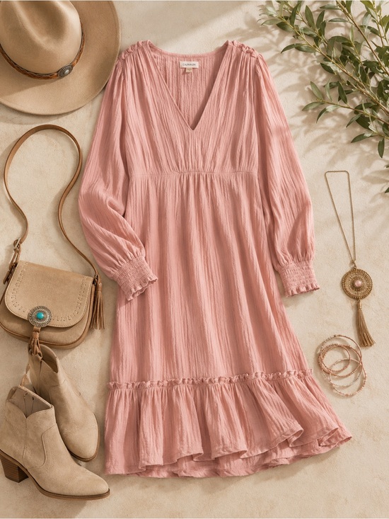 Calvin Klein Dresses & Skirts - Elegant Pink V-Neck Dress